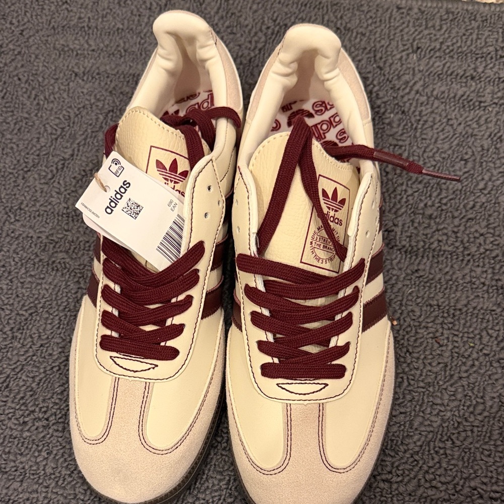adidas Women’s Cream & Burgundy Low-Top Sneakers